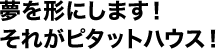 夢を形にします！それがピタットハウス！